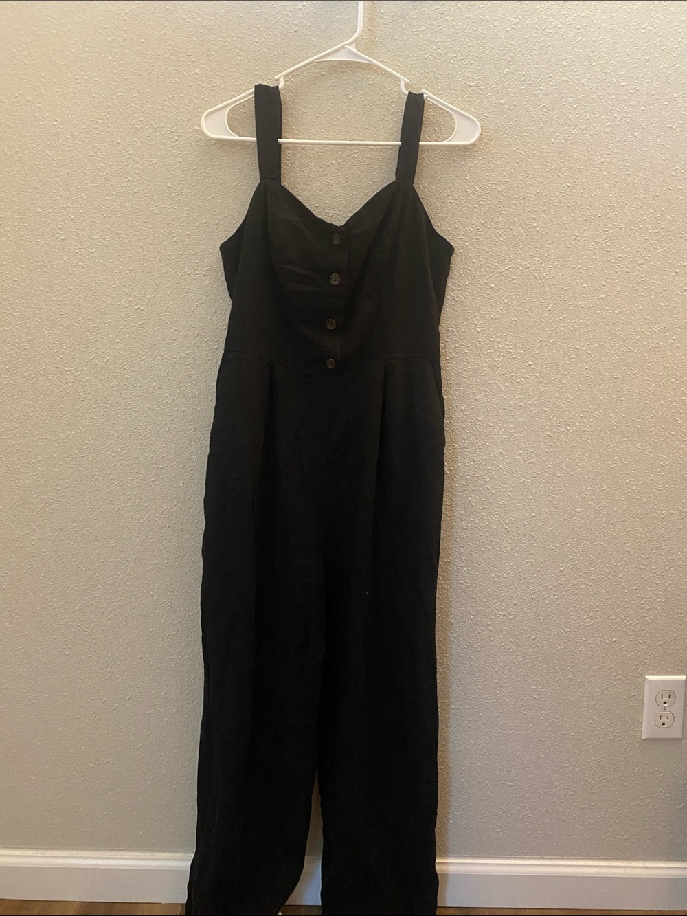 Old Navy Black Button-Front Wide-Leg Jumpsuit